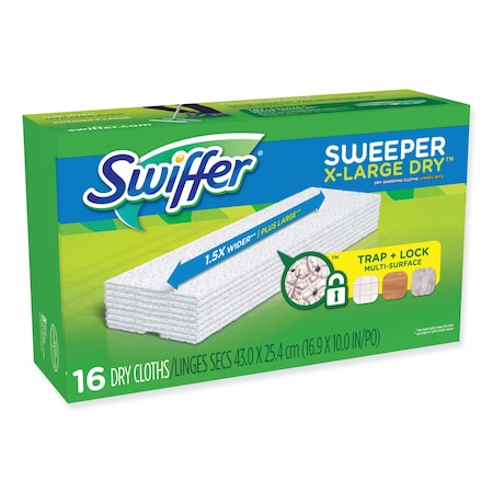 Swiffer Sweeper XL Dry Refill Cloths, 16.9 in. x 9.8 in., White, 16 Cloths, 4PK 80337556